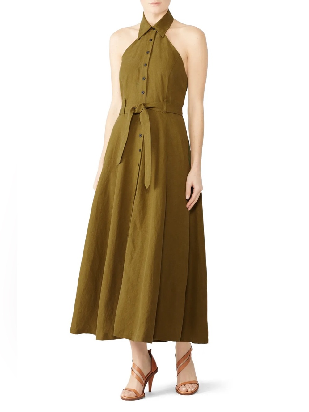 Mara Hoffman Olive Green Linen Dress - Sz. 14 (missing belt)